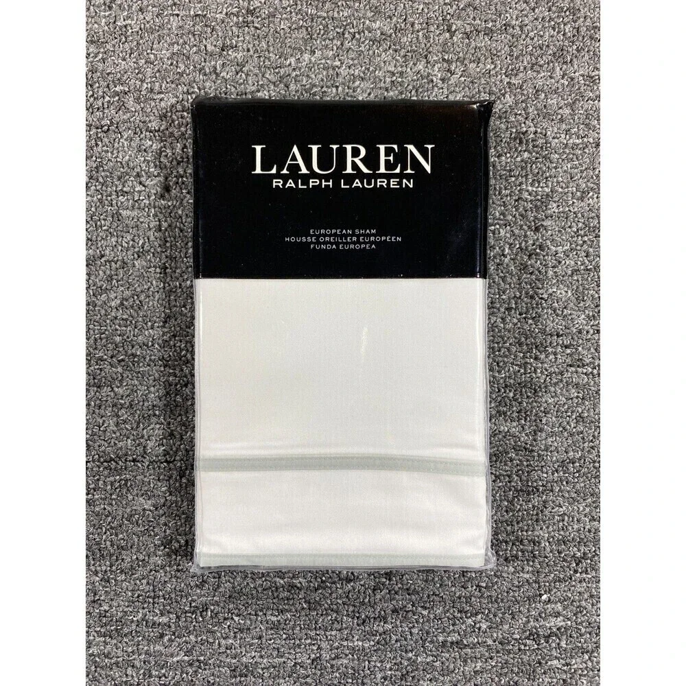 Ralph Lauren European Sham 300 Thread Count Beige SPENCER BORDER SATEEN